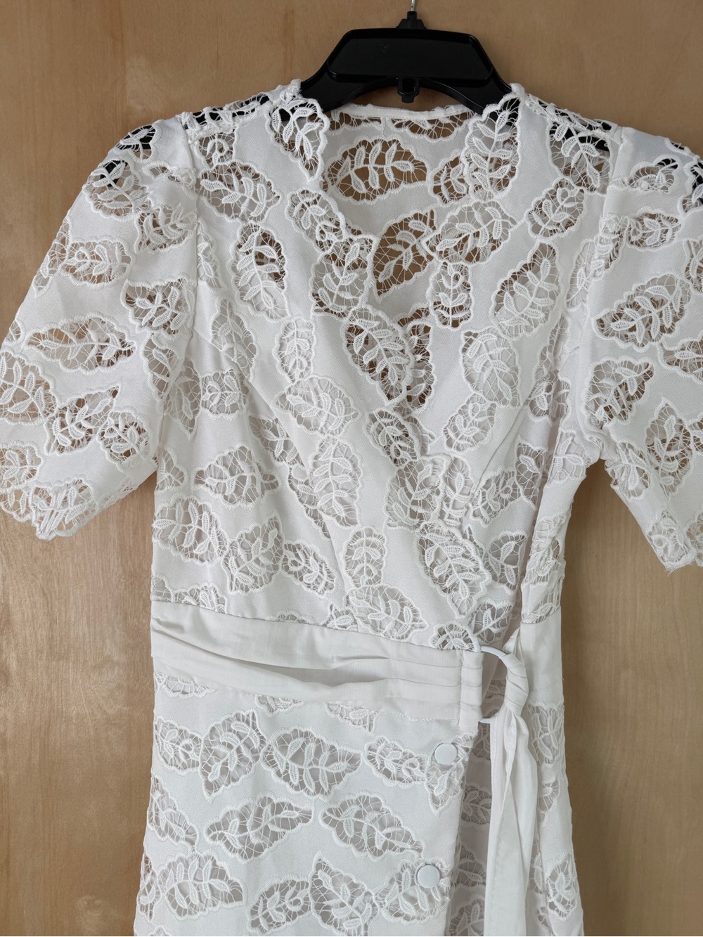 Sandro White Zalan Broderie Anglaise Lace Midi Dress V-Neck Boho Bridal T1 S - Picture 8 of 15
